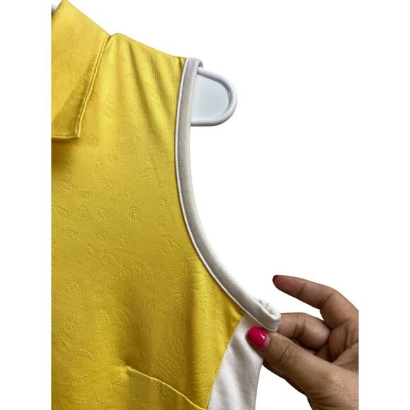 Adidas Clima Cool Yellow White Golf Polo Sleeveless Shirt Small - Picture 3 of 9